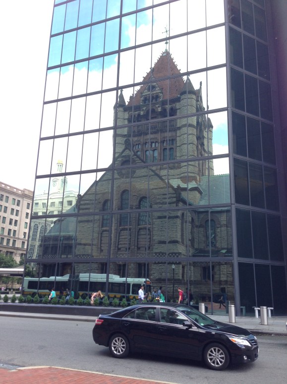 Trinity Church reflection in John Hancock Tower