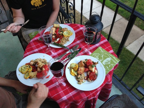 garden dinner on the balcony