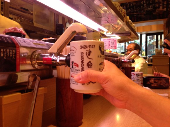 conveyor belt sushi hot water spigot