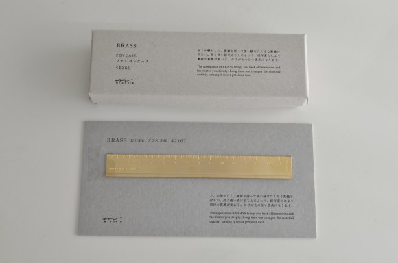 midori brass pencil case and ruler