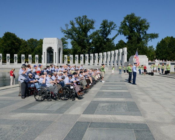 group picture prep, Honor Flight Chicago