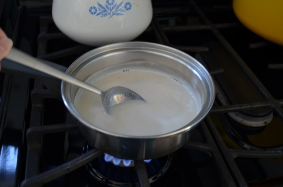 warm milk on the stove