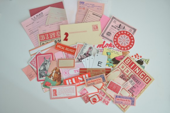 Saturday Morning Vintage January Paper Parcel ephemera contents