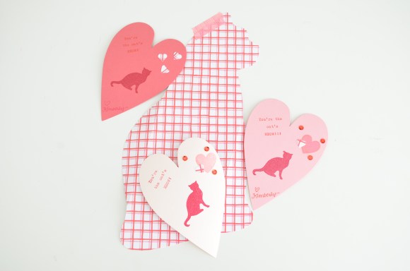 cat pun valentine with paper pastries cat note template