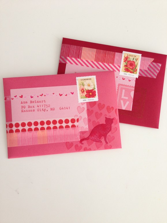 cat themed valentine mail art
