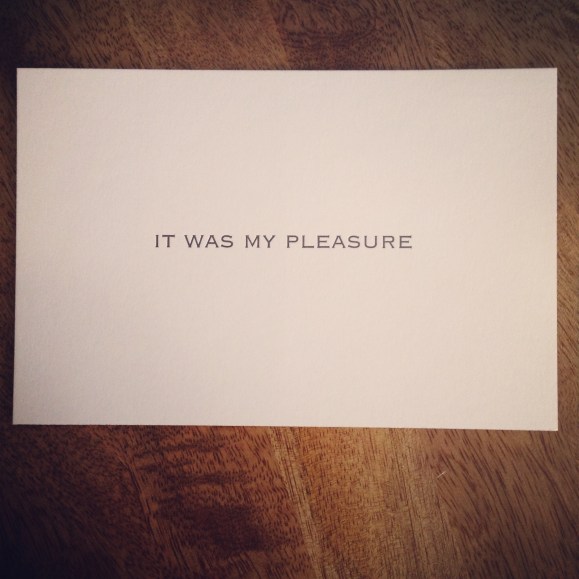 LWA It was my pleasure postcard