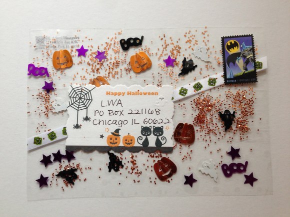 packing tape postcards Halloween, Angry Chicken Inspired