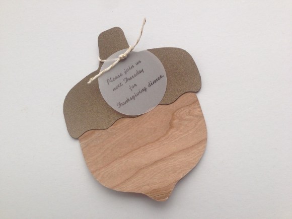 thanksgiving invitation with Paper Source acorn kit