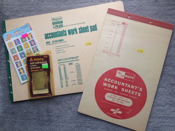 vintage accountant books, gold stars and stickers