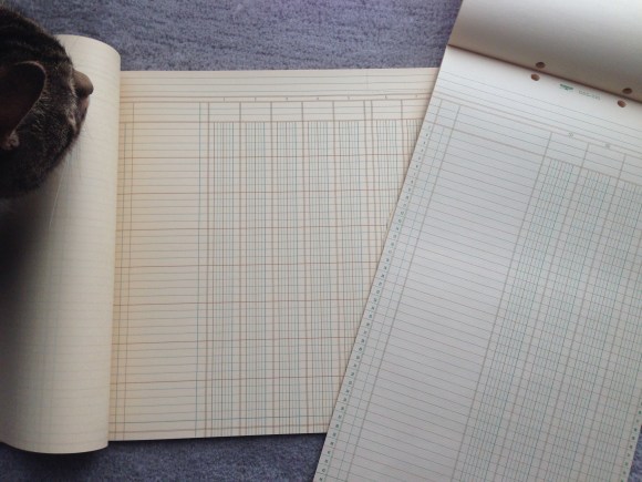 vintage accountant work sheet pads and Presley