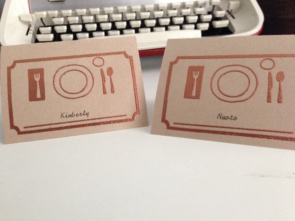 yellow owl workshop place card activity kit, thanksgiving placards, embossed