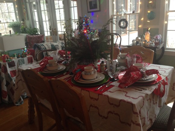 Bookclub holiday tea table settings 2014