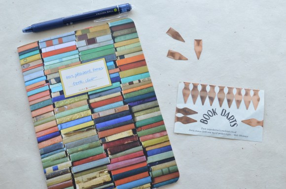 notebook and book darts, book club tools