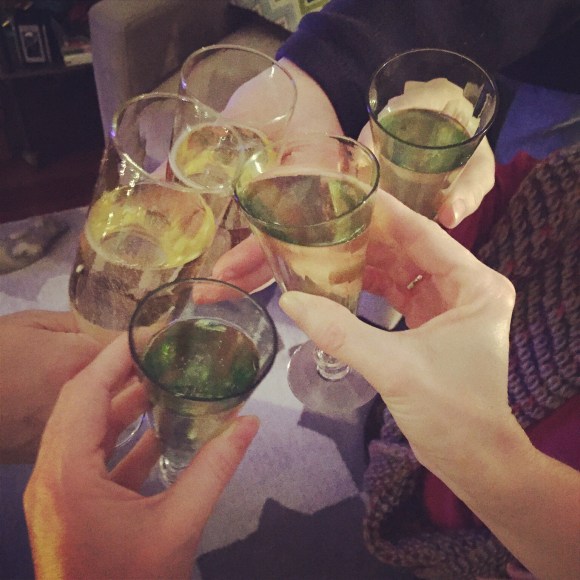 new years toast, vintage champagne flutes, 2015