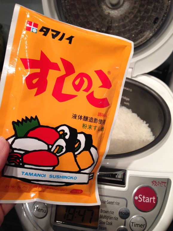 making sushi at home, seasoning rice