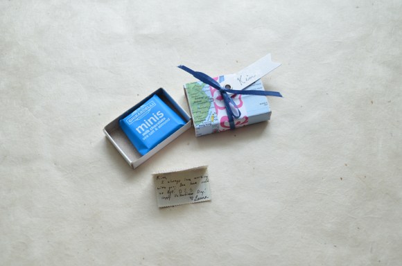 matchbox valentine, vintage stamp, chocolate