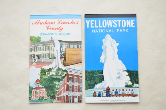 vintage souvenir stationery, Abraham Lincoln and Yellowstone