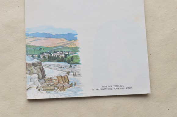 vintage souvenir stationery, Abraham Lincoln and Yellowstone