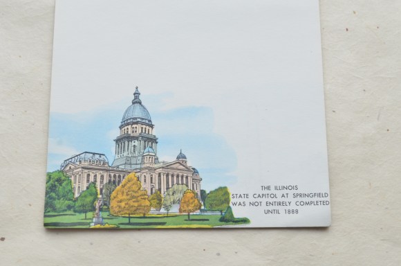 vintage souvenir stationery, Abraham Lincoln and Yellowstone