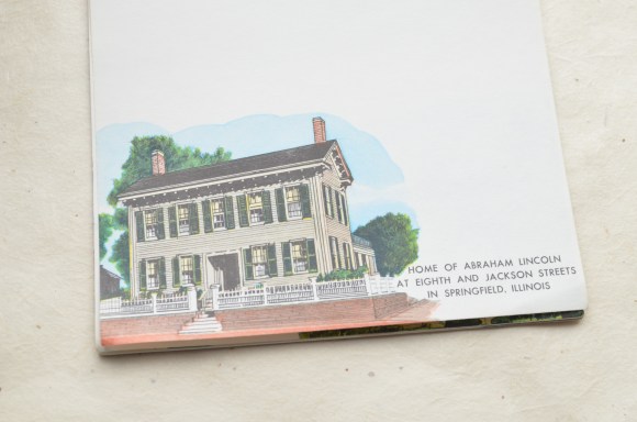 vintage souvenir stationery, Abraham Lincoln and Yellowstone
