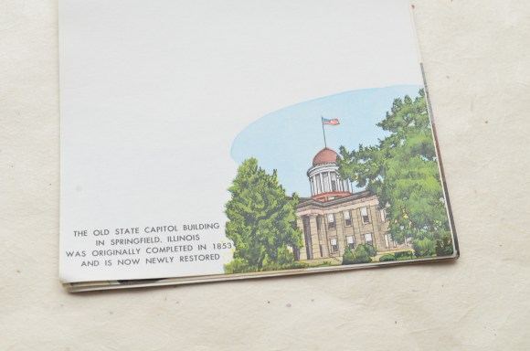 vintage souvenir stationery, Abraham Lincoln and Yellowstone