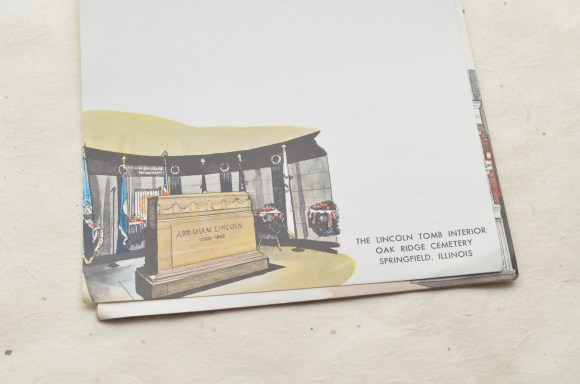 vintage souvenir stationery, Abraham Lincoln and Yellowstone