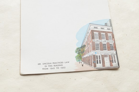 vintage souvenir stationery, Abraham Lincoln and Yellowstone