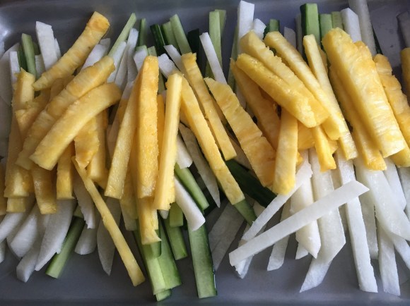 spicy jicama, pineapple and cucumber street snack