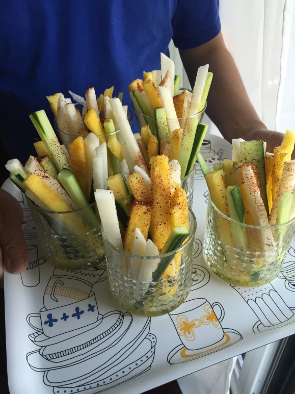 spicy jicama, pineapple and cucumber street snack