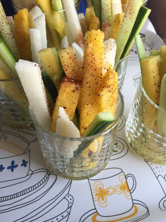 spicy jicama, pineapple and cucumber street snack
