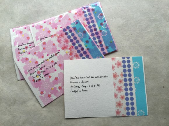 cherry blossom, spring birthday invites, washi tape, typewriter