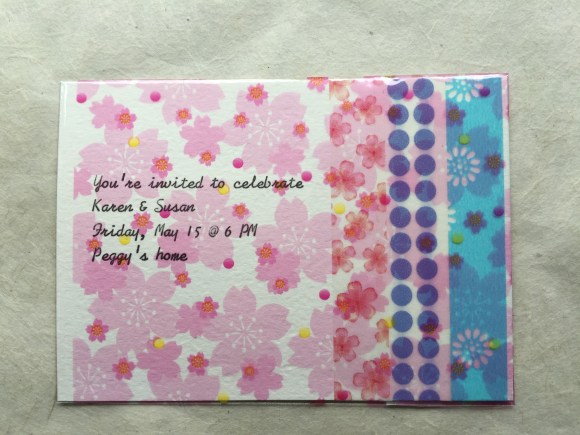 cherry blossom, spring birthday invites, washi tape, typewriter