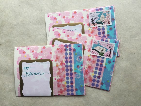 cherry blossom, spring birthday invites, washi tape, typewriter