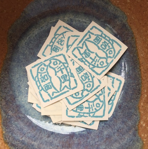 kanji fish stamp stickers