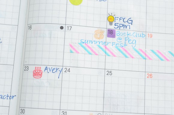Hobonichi planner with pilot frixion stamps
