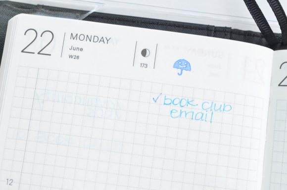 Hobonichi planner with pilot frixion stamps
