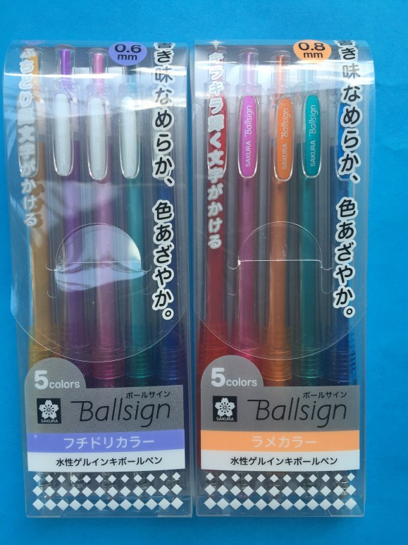 Sakura Ballsign Knock Gel Pens, metallic and glitter