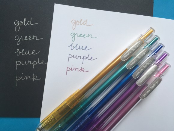 sakura ballsign knock gel pens, metallic