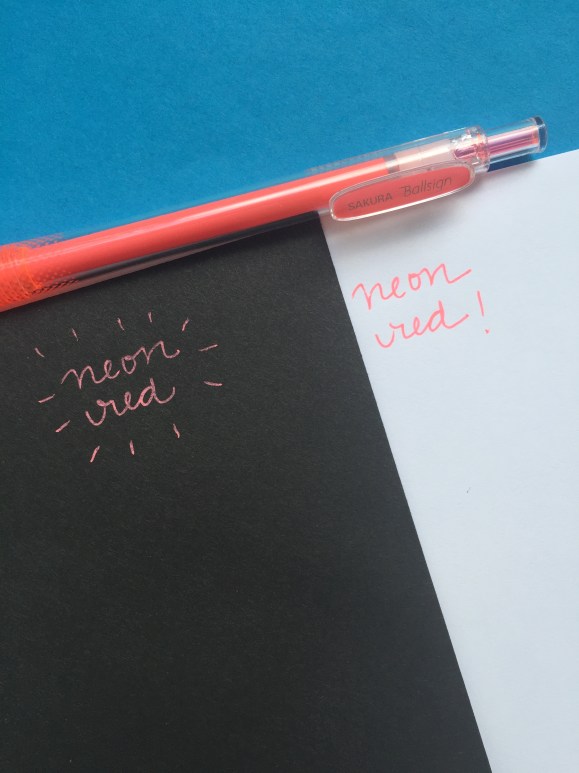 sakura ballsign knock gel pens, neon red