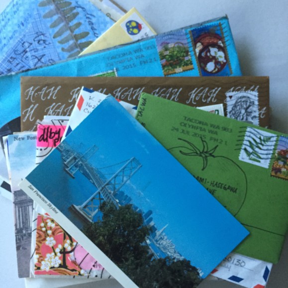 stack of mail art