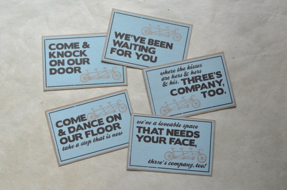 Zero bird Three's Company postcards, screen print