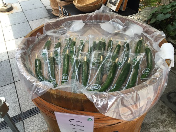cucumbers on a stick, Kiyomizu Temple, Kyoto