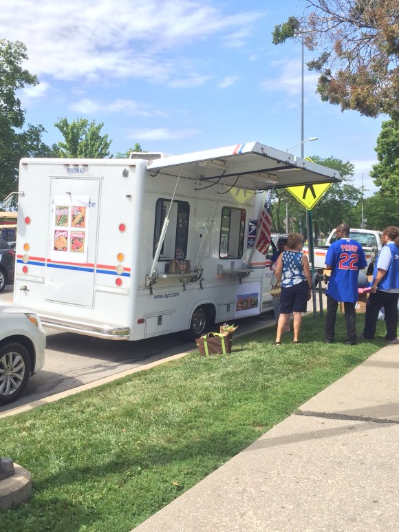 Mobile Post Office at the Oak Park Farmers Market, USPS, post office on wheels
