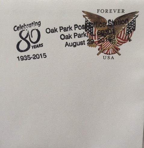 Oak Park, IL Post Office 80th anniversary postmark