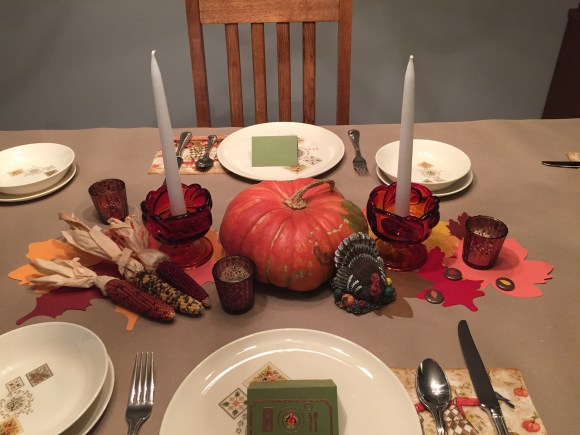 Thanksgiving Table 2015, vintage dishes, Taylor, Smith & Taylor