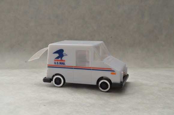 vintage postal truck stamp holder
