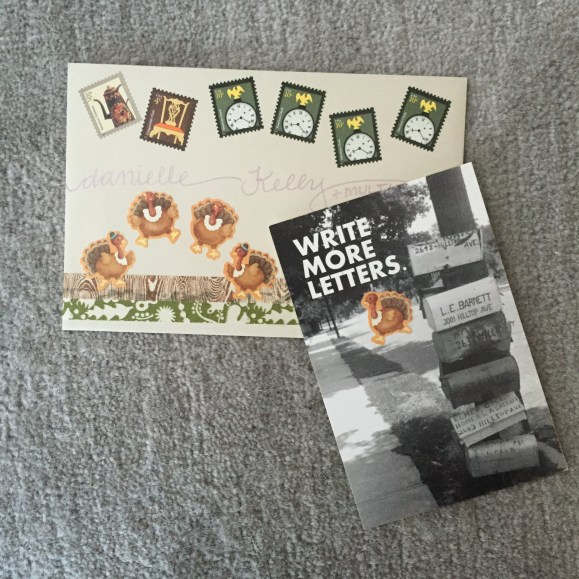 Thanksgiving mail, vintage book pages, mail art