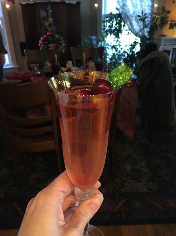 Book Club Christmas Tea 2015 4, cranberry pepper shrub with prosecco
