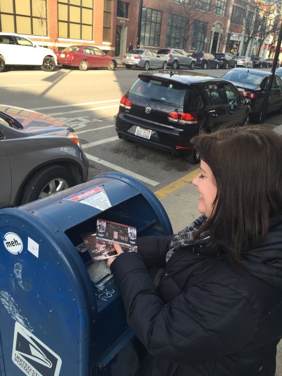 Month of Letters, Letter Month, mailing from West Loop, Sawada Coffee, blue box, USPS