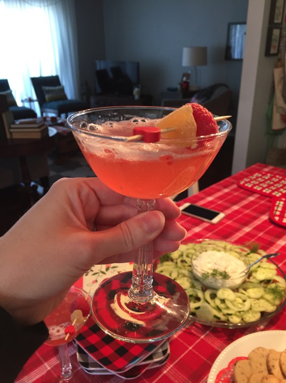 Jackie's Scottish Lighthouse Tea, sparkling rosé ginger raspberry bellini